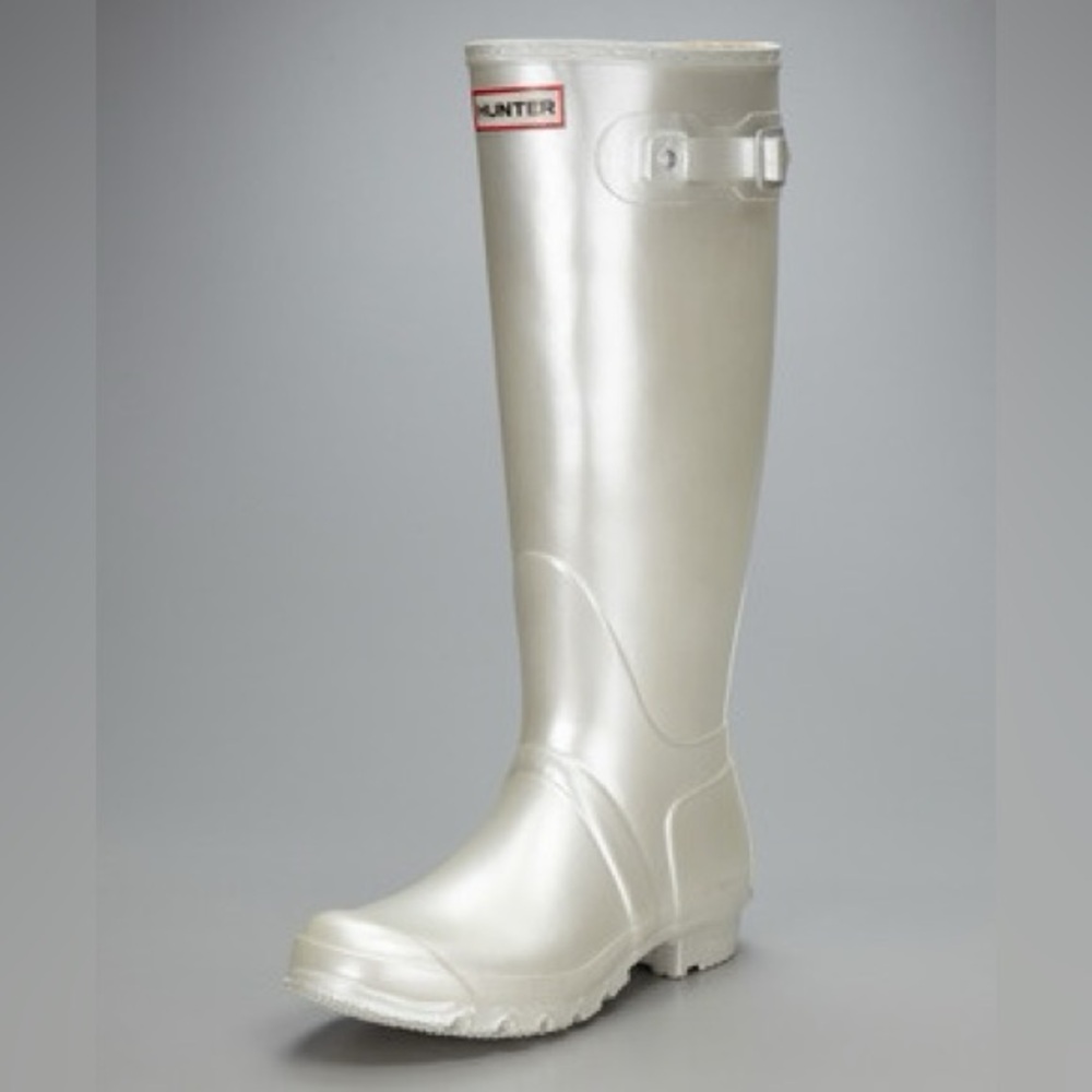 Hunter Tall Pearl White Gloss Rain Boot